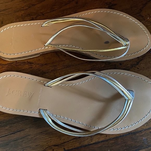 J.Crew Metallic Flip Flops - Picture 1 of 2
